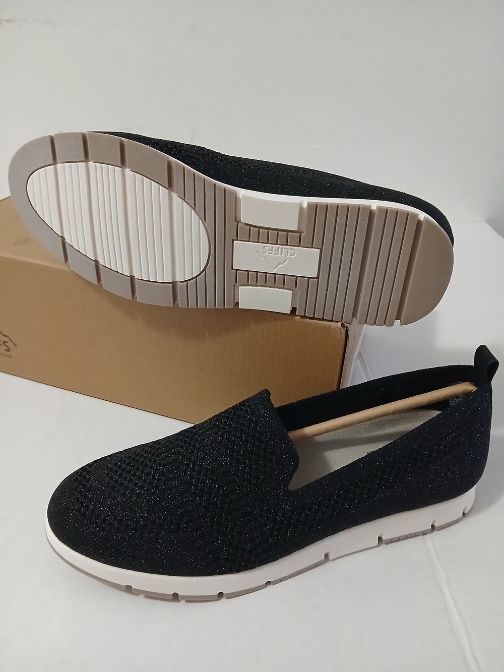 White Mountain Black Knit Slip-On Flats with White Sole Various Sizes $36 - Picture 9 of 12